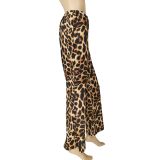 Fashion Leopard Print Wide Leg Loose Casual Pants