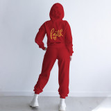Fashion Hoodie Letter Two Piece Set