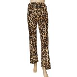 Fashion Leopard Print Wide Leg Loose Casual Pants