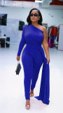 Fashion Casual Sloping Shoulder Irregular Solid Color Jumpsuit