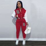 Autumn And Winter Plus Velvet Embroidered Baseball Uniform Hooded Two-piece Set