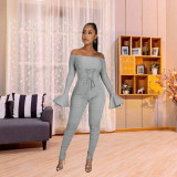 Flared Sleeve Tie Sexy Jumpsuit