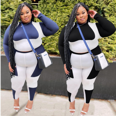 New Sports Contrast Color Splicing Fashion Two-piece Set