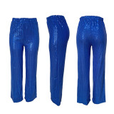 Autumn High-waisted Stretch Sequined Straight-leg Mopping Pants