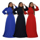 Autumn Winter Long Sleeve Turtleneck Solid Color Dress