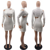 Sexy Cutout Open Shoulder Long Sleeve Dress