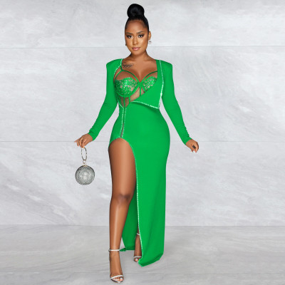 Fashion Irregular Split Tight Pack Hip Dress Suit