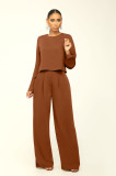 Autumn And Winter Fashion Round Neck Long Sleeve Casual Two-piece Suit