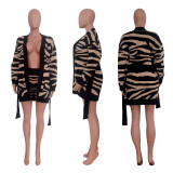 Hand Knit Leopard Sweater Jacket + Shorts Set
