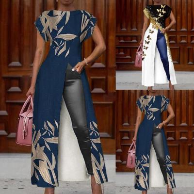 Fashion Print Mid Waist Pullover Long Dress