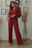 Autumn And Winter V-neck Knitted Shirt Casual Straight-leg Pants Two-piece Set