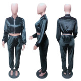 Fashion Velvet Long Sleeve Zipper Casual Sports Suit
