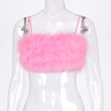 Fashion Sexy Furry Sling Wrap Chest Camisole Vest