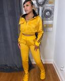 Autumn And Winter Leisure Sports Solid Color Hooded Two-piece Set