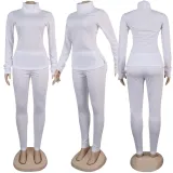 Fashion Casual Sexy High-neck Solid Color Two-piece Suit