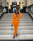 Fashion Solid Color Hot Sale Breasted Two Piece Set