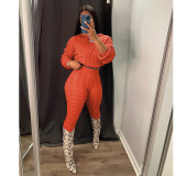 High Elastic Solid Color Knitted Sweater Two-piece Set