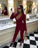 Fashion Solid Color Hot Sale Breasted Two Piece Set