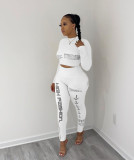Slim Fit Stretch Sexy Long Sleeve Letter Print Two Piece