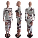 Autumn And Winter New Fashion Tie-dye Sexy Ripped Dress
