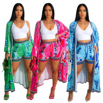 Sexy Jacket Shorts Positioning Print Two-Piece Set