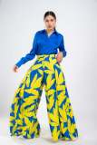 Fashion Casual Print Shirt Top Wide Leg Pants Two Piece Set