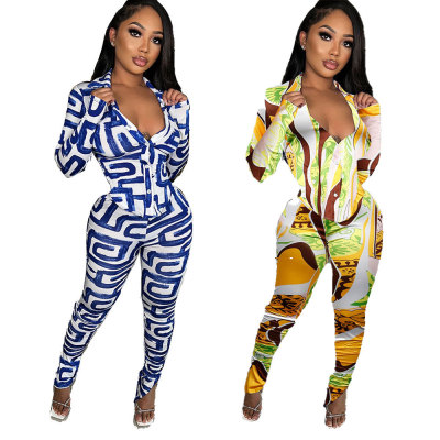 Fashion Sexy Print Two Piece Set