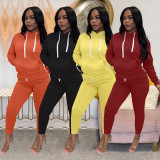 Solid Color Fashion Casual Sports Two-piece Set