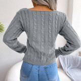 Sexy Cross V-neck Twist Long-sleeved Navel Sweater