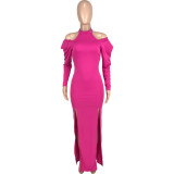 Solid Colour Split Invisible Zip Dress