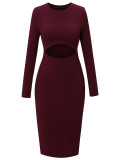 Fashion Casual Solid Colour Round Neck Dress