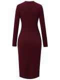 Fashion Casual Solid Colour Round Neck Dress