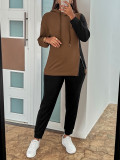 Zip-up Colour Blocking Fashion Hooded Long Sleeve Casual Suit
