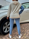 Zip-up Colour Blocking Fashion Hooded Long Sleeve Casual Suit