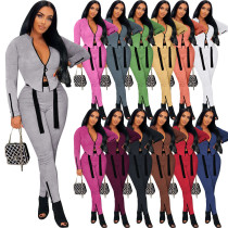 Fashionable High Elasticity Features Zipper Ties Two-piece Set