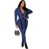 Fashionable High Elasticity Features Zipper Ties Two-piece Set