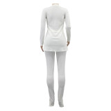 Autumn And Winter New Ribbed Cardigan Knitted Long-sleeved Two-piece Suit