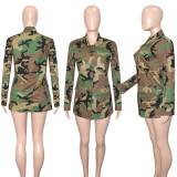 Casual Fashion Camouflage Print Large Pockets Lapel Jacket