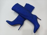 Starry Rhinestone Pointed Toe Fine Heel Knee-high Boots