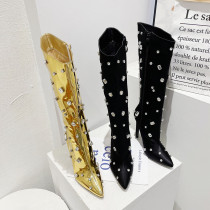 Fashion Pointed Toe High Heel Rhinestone Boots