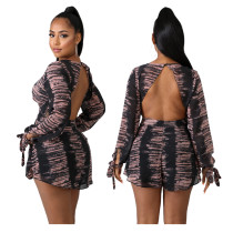 Sexy And Stylish Deep V Print Cut-out Jumpsuit