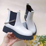 Fashionable And Comfortable Flat PU Leather Boots