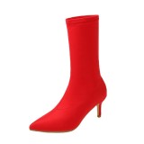 Fashion Pointed Toe Suede Candy Color Set Foot Solid Color Boots