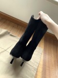 Pointed Toe Fine Heel High Heel Frosted Loose Mid-calf Boots