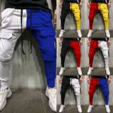 Fashion Casual Clash Color Multi-pocket Work Pants