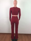 Pit Stripes Long-sleeved Tops Wide-legged Pants Two-piece Set
