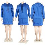 Sexy Casual Fashion Solid Color Hooded Sweatshirt Dress