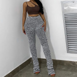 Fashion Woolen Stripes Sexy Slim Pants