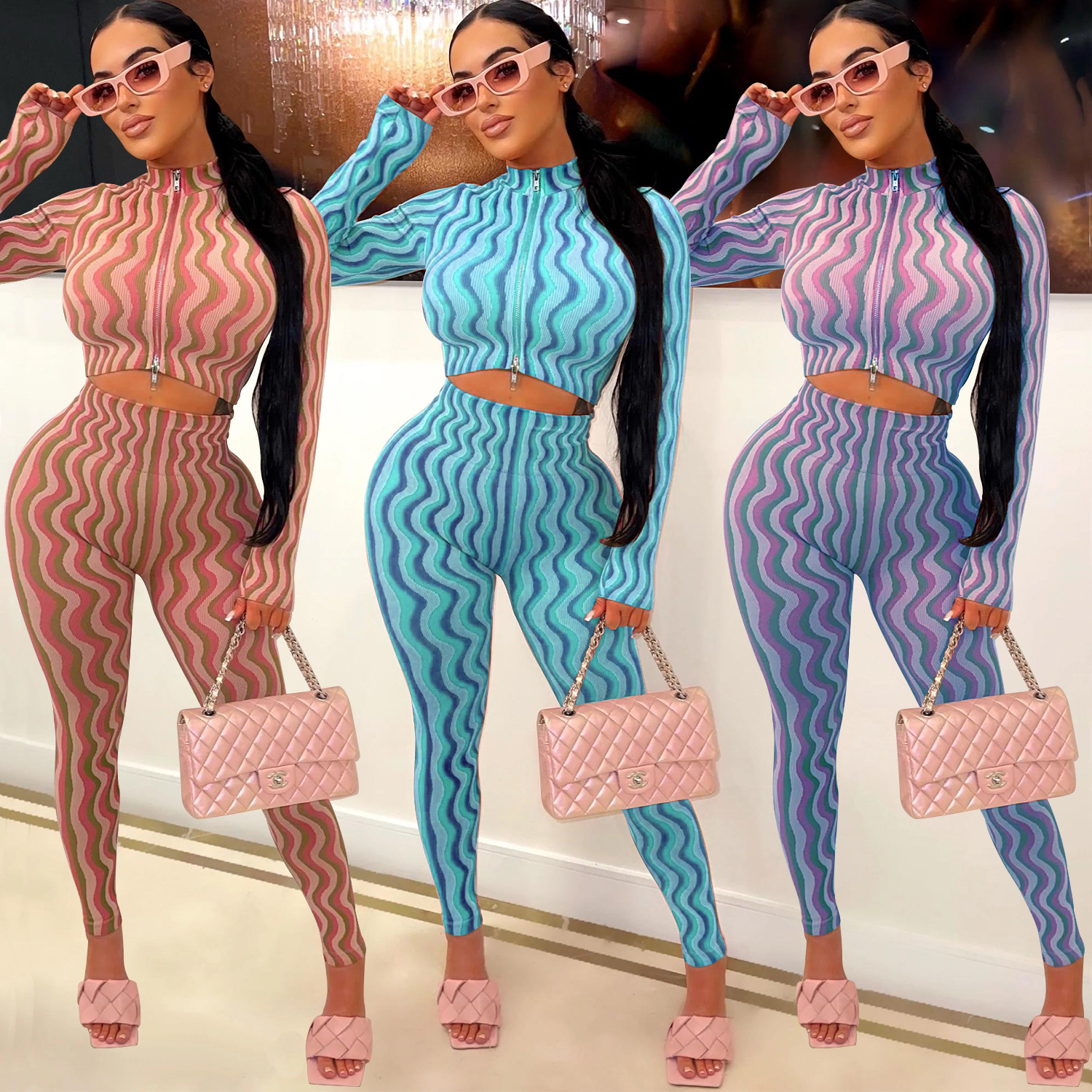 2025 New Shiny Diamond Sequin Tassels Sexy Mesh Long Sleeved Two Piece Set Women Evening Birthday paty Nightclub Stage Costume