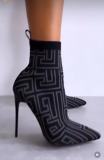 New Fine High Heel Pointed Toe Knitted Wool Short Boots